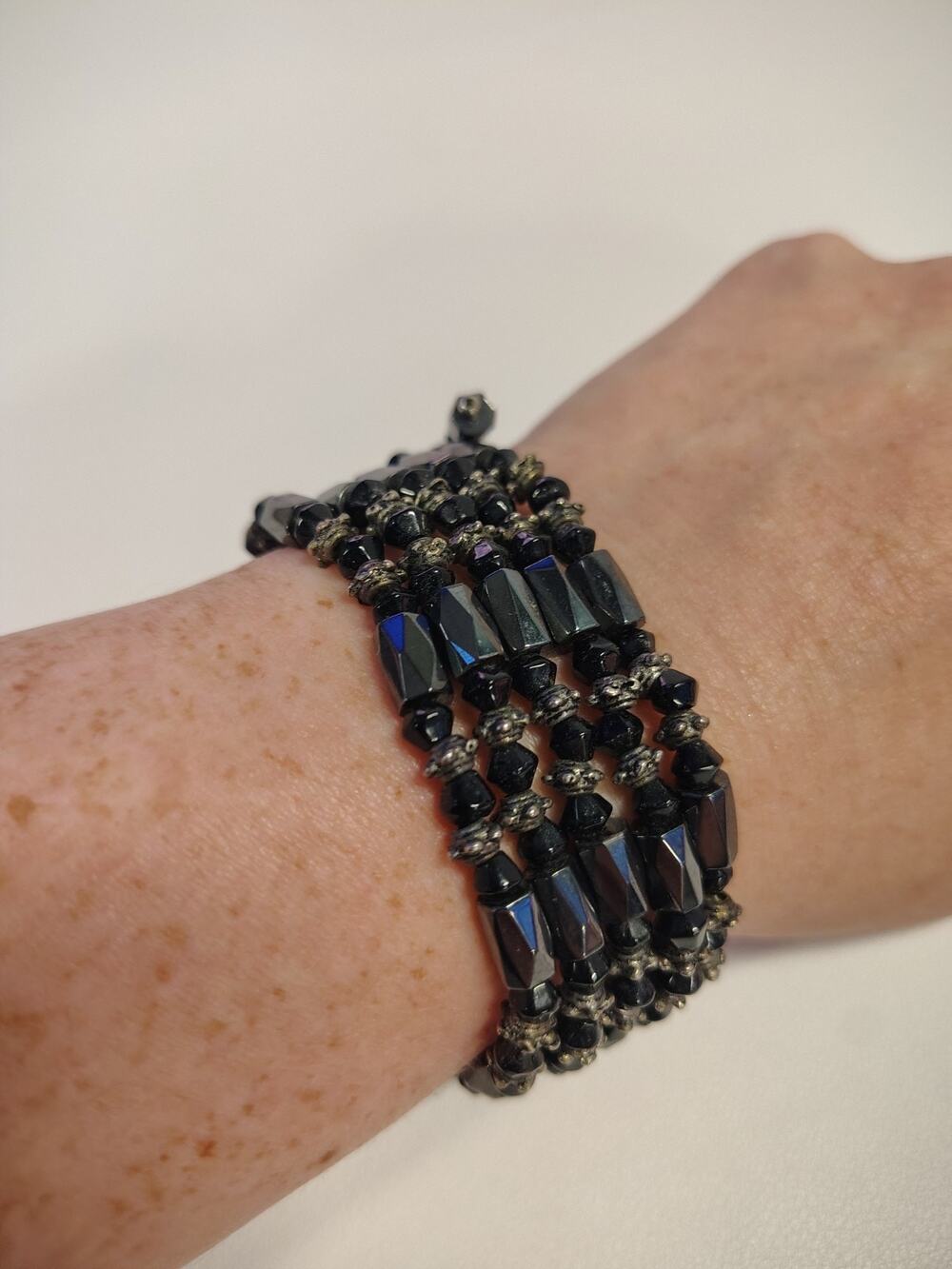 Hematite Magnetic Necklace Bracelet Rope Adjustable Black 28"